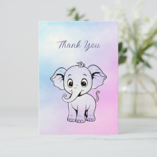 Carte de remerciements Eléphant mignon