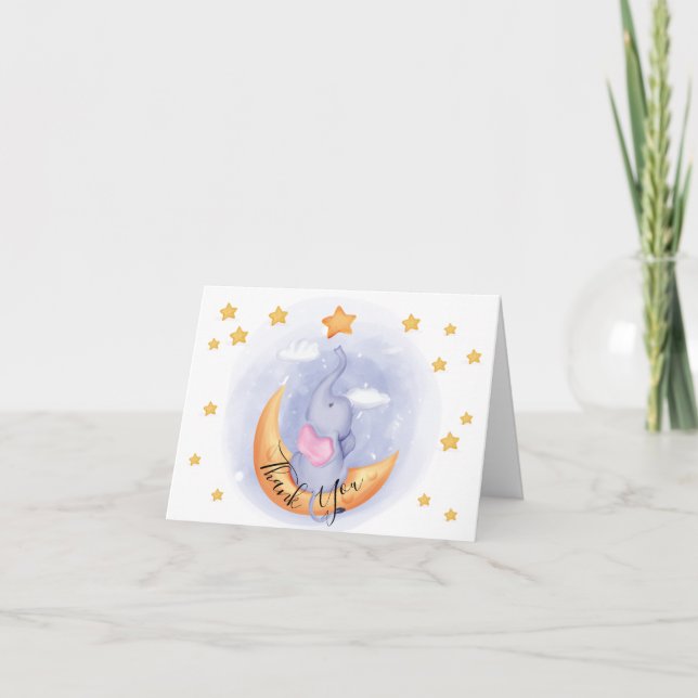 Carte De Remerciements Eléphant mignon | Baby shower Animaux (Devant)