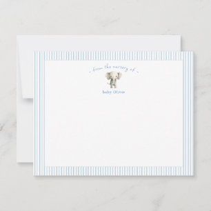 Carte De Remerciements Éléphant mignon bordure bleue Petit Garçon