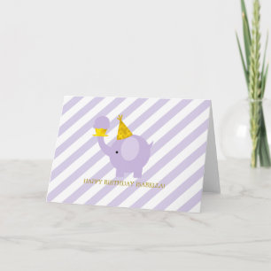 Carte De Remerciements Eléphant mignon Lavande Anniversaire