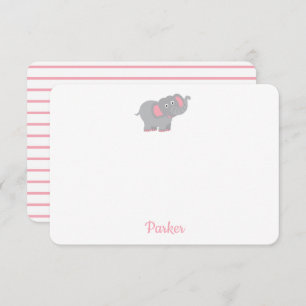 Carte De Remerciements Eléphant rose Personnalisé Enfants Papeterie