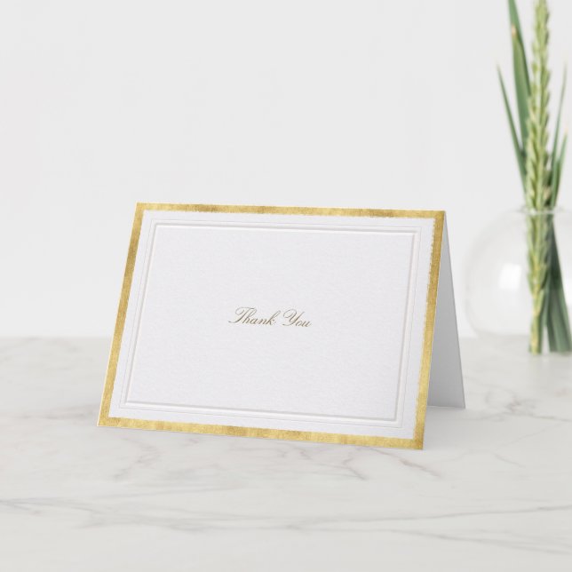 Carte De Remerciements Elevated Gold Pearl Modern Classic Formal Wedding (Devant)
