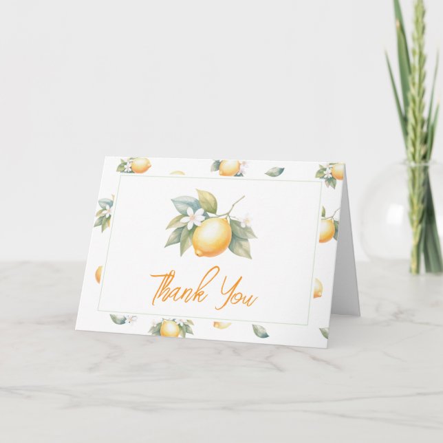 Carte De Remerciements Elle a trouvé sa douche de mariage au citron Main  (Devant)