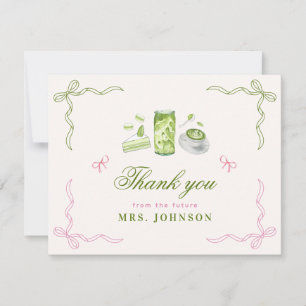 Carte De Remerciements Elle a trouvé sa robe de mariée à l'arc en matcha