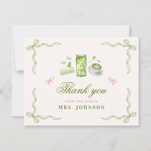 Carte De Remerciements Elle a trouvé sa robe de mariée à nœud matcha parf