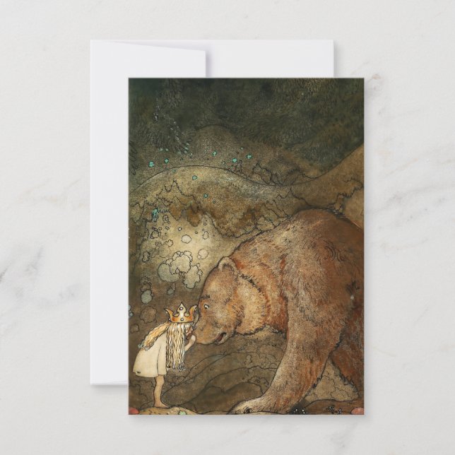 Carte De Remerciements « Elle embrassa l'ours » de John Bauer (Devant)
