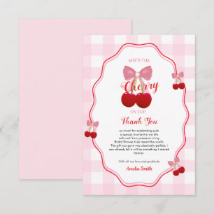 Carte De Remerciements Elle est la cerise sur le dessus Baby Shower Maria