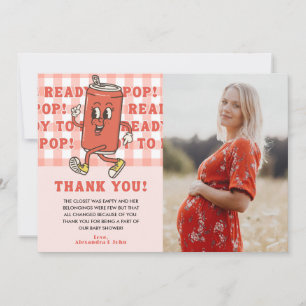 Carte De Remerciements Elle est prête à éclore Baby Shower Rouge Gingham 