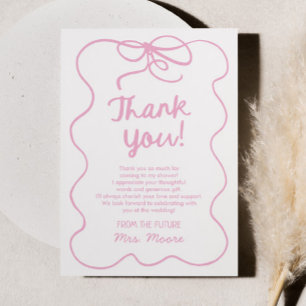 Carte De Remerciements Elle Noue Le Nœud Mariage Fantaisiste