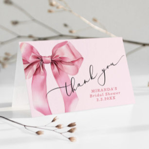 Carte De Remerciements Elle se marie Pink Bow Bridal 