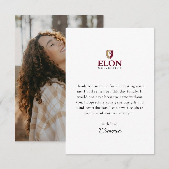 Carte De Remerciements Elon Graduation (Devant / Derrière)