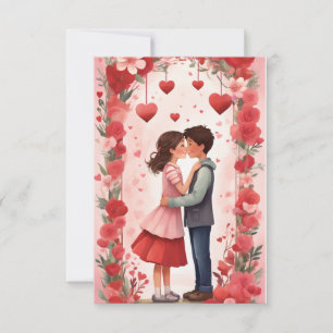 Carte De Remerciements Embrasse éternelle : Un baiser de la Saint-Valenti