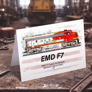 Carte De Remerciements EMD F7 Santa Fe Warbonnet with American Flag.