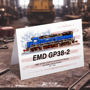 Carte De Remerciements EMD GP38-2 Locomotive diesel et drapeau américain