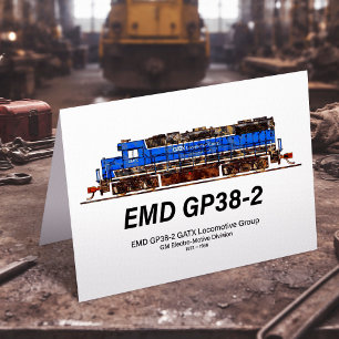 Carte De Remerciements EMD GP38-2 Locomotive diesel GATX bleu et blanc