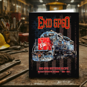 Carte De Remerciements EMD GP60 Diesel Locomotive et drapeau américain