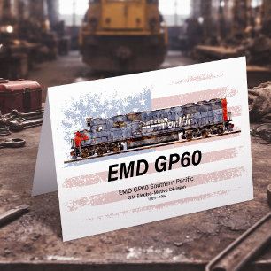 Carte De Remerciements EMD GP60 Diesel Locomotive et drapeau américain