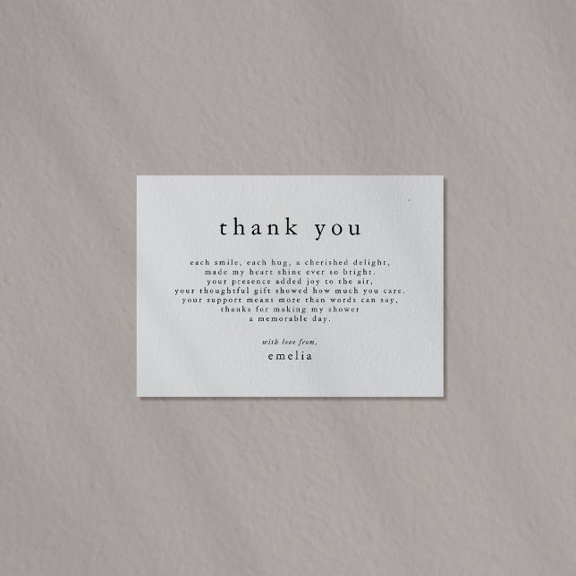 Carte De Remerciements EMELIA Minimal Boho Rustique Baby shower simple (EMELIA Minimal Rustic Boho Simple Baby Shower Thank You Card)