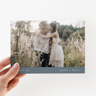 Carte De Remerciements EMELIA Plat Hiver Simple Bleu Poussiéreux Photo Ma