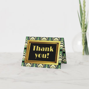 Carte De Remerciements Emerald & Gold Art Déco