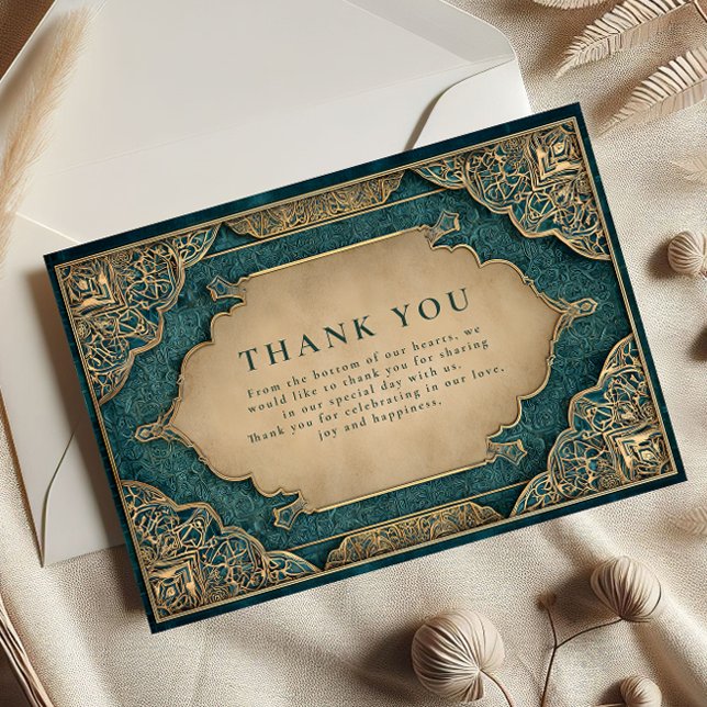 Carte De Remerciements Emerald Gold Islamic Wedding (Créateur téléchargé)