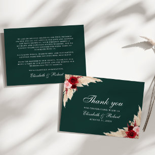 Carte De Remerciements Emerald Green Bourgogne Mariage Rose