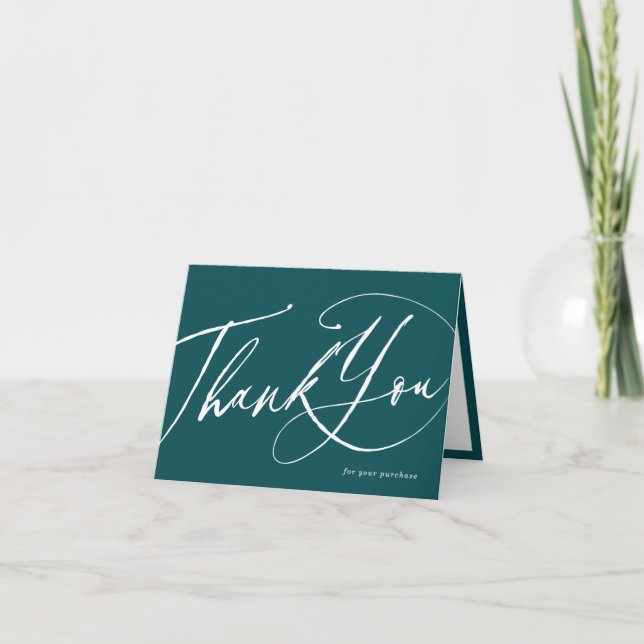 Carte De Remerciements Emerald Green-Calligraphy-Stylish-folded-Business (Devant)