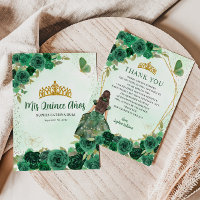 Emerald Green Floral Princess Quinceañera