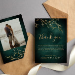 Carte De Remerciements Emerald Green & Gold Botanical Mariage Photo<br><div class="desc">Carte de remerciements photo Emerald Green & Gold Botanical Mariage</div>