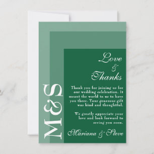 Carte De Remerciements Emerald Green Simple Modern Script Mariage