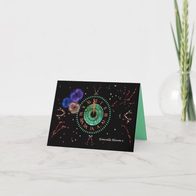 Carte De Remerciements Emerald Midnight Clock (Devant)