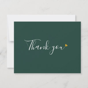 Carte De Remerciements Émeraude Vert Or Cœur Chic Script Entreprise