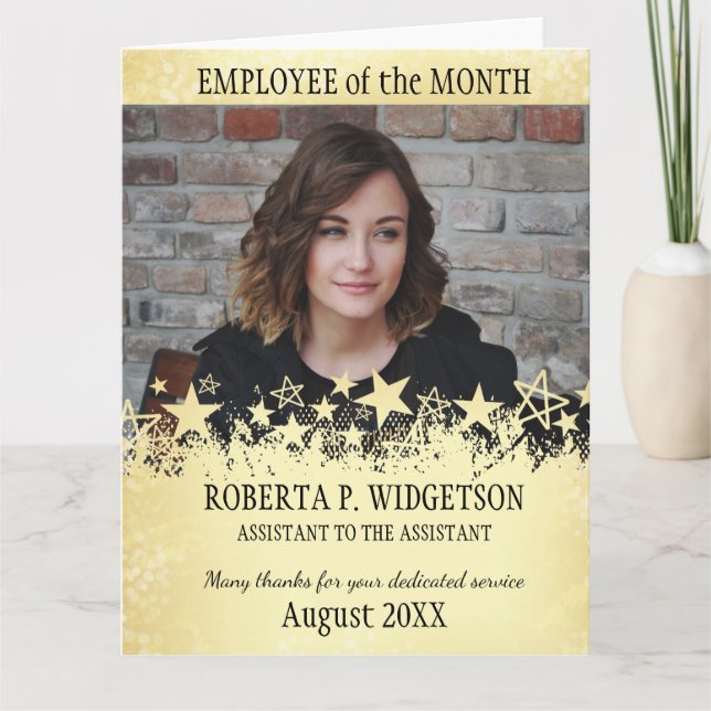 Carte De Remerciements Employé de photo de l'OR de VEDETTE DU ROCK de (Devant)
