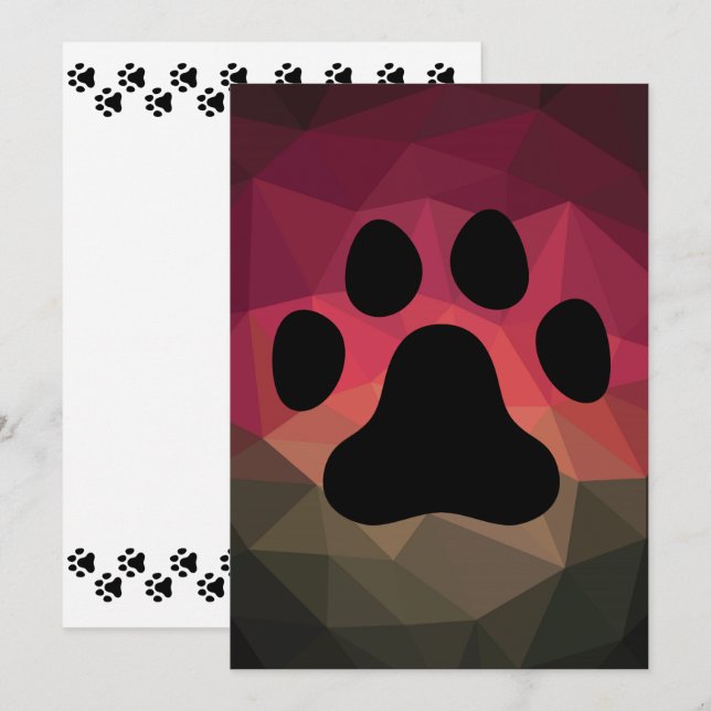 Carte De Remerciements Empreinte animale, patte chat/chien (Devant / Derrière)