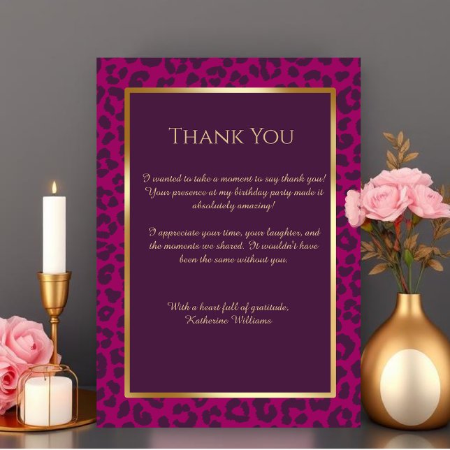 Carte de remerciements-Empreinte de léopard-Magent (Thank You Card-Leopard Print-Magenta)