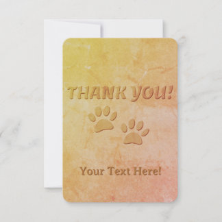 Carte De Remerciements Empreinte de patte De Chien Et Texte Personnalisé