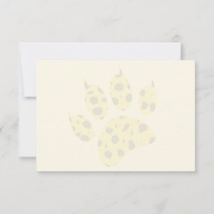 Carte De Remerciements Empreinte de patte de guépard Crème vierge Blanc c