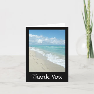 Carte De Remerciements Empreintes de pas sur la plage sablonneuse