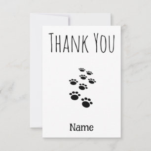 Carte De Remerciements Empreintes de Patte de Chien Personnalisé pour Ani