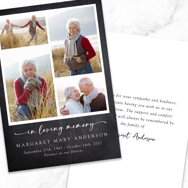 Carte De Remerciements En Amour Mémoire Ardoise Photos Funéraires Sympath (Créateur téléchargé)