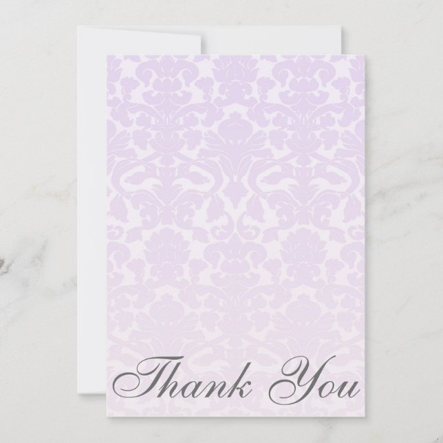 Carte de remerciements en damas mauve léger / Note (Devant)