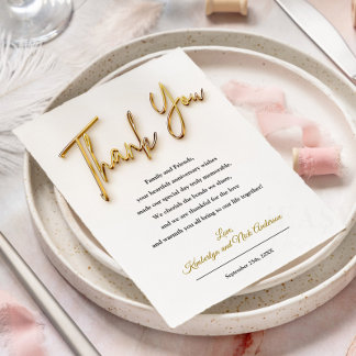 Carte de remerciements en design de texte Gold 3d