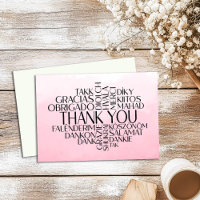 Carte de remerciements en différentes langues Pink