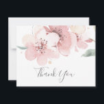 Carte de remerciements en fleurs de cerisier print<br><div class="desc">Ce carte de remerciements de fleurs de cerisiers de printemps est parfait pour un mariage moderne. Le design oriental floral présente une branche de cerisier couleur rose vif blanc et des feuilles verts au style japonais élégant. Personnalisez le dos de la carte avec vos noms, et un message de remerciement....</div>