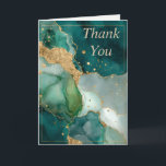 Carte de remerciements en marbre vert et or<br><div class="desc">Luxueuse et moderne,  cette Carte de remerciements en marbre vert et or est ornée d'un marbrage vert riche accentué d'une élégante veine dorée. Personnalisable,  c’est une façon élégante et sophistiquée d’express de vos remerciements sincères.</div>