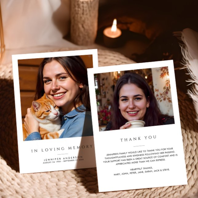 Carte De Remerciements En Mémoire d'amour 2-Photo Funérailles/Mémorial Mo (Créateur téléchargé)