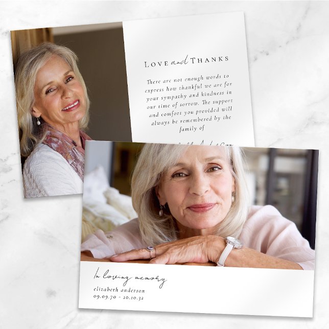 Carte De Remerciements En mémoire d'amour Deux photos Sympathy Funeral (Créateur téléchargé)