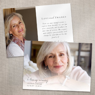 Carte De Remerciements En mémoire d'amour Deux photos Sympathy Funeral