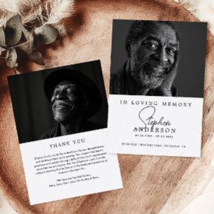 Carte De Remerciements En Mémoire d'amour Moderne Minimaliste 2-Photo Fun