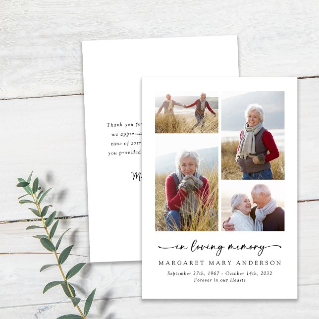 Carte De Remerciements En Mémoire d'amour Quatre photos Sympathie funérai (Créateur téléchargé)